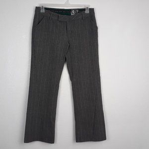 VOLCOM Stone Bootcut Dress Pants Size 7 Juniors Gray Pin Striped 4-Pockets Logo